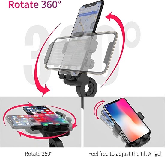 Telefoonhouder fiets – 360° draaibaar – Anti-slip schokbestendig – Universele navigatie clip – Zwart/Groen-Ilumina Benelux