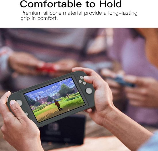 Beschermhoes – Geschikt voor Nintendo Switch Lite – Siliconen Case – Schokbestendig – Anti-slip – Grijs