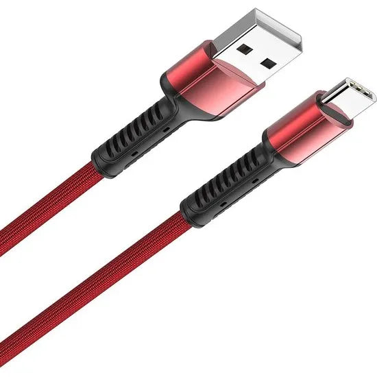 LDNIO LS63 USB-A naar USB-C Kabel – 1 Meter – 2.4A Fast Charging Nylon Kabel – Rood-Ilumina Benelux