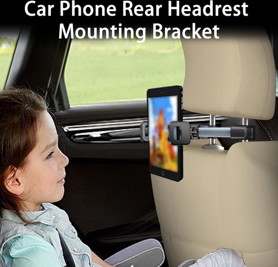 Tablethouder auto – Achterbank Hoofdsteun Houder – Verstelbaar – 4,4-11 inch Tablets – Zwart