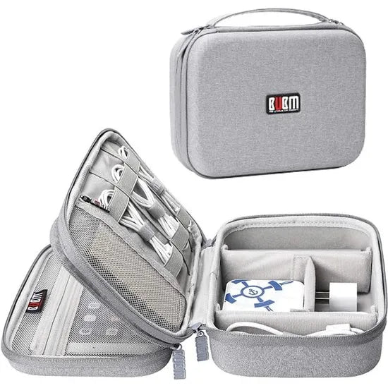 BUBM Hard Shell Kabel Organizer – Elektronica Opbergtas – Accessoiretas voor iPhone, iPad, Tablet, Opladers, Kabels, USB-Sticks & Geheugenkaarten – Grijs-Ilumina Benelux