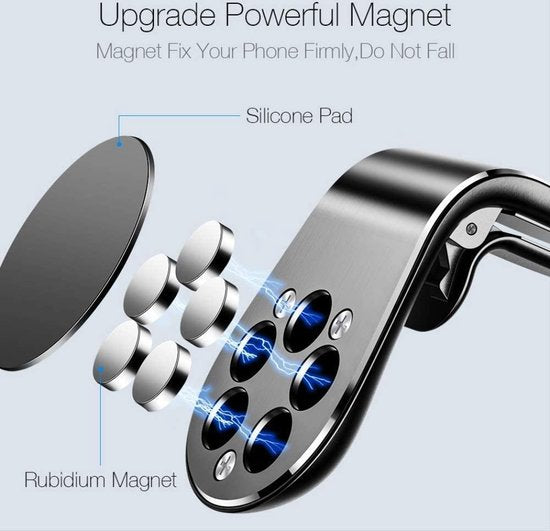 Telefoonhouder auto – Magnetisch Air Vent Mount – 360° Draaibaar – GPS Houder – Zwart-Telefoonhouders-Ilumina Benelux