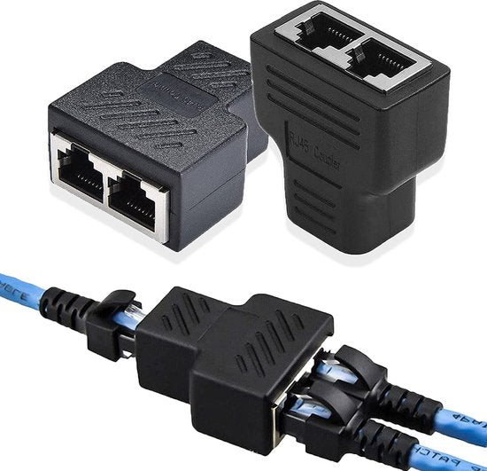 RJ45 Ethernet Splitter Adapter – 1 naar 2 Netwerkverdeler – Niet gelijktijdig – Compact & Duurzaam – Zwart-Ilumina Benelux