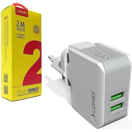 LDNIO A2203 Dual USB Oplader met Micro USB Kabel – 2.4A – EU Stekker – Wit-Ilumina Benelux