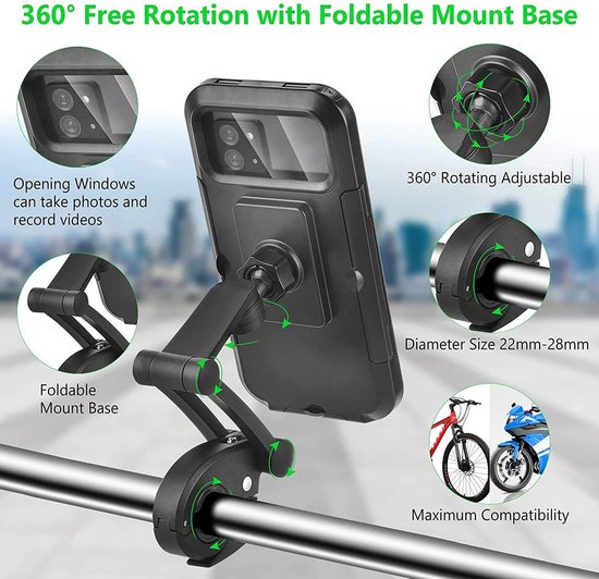Telefoonhouder fiets & motor – Stuurhouder – Universeel – Stevige beugel – Zwart-Ilumina Benelux