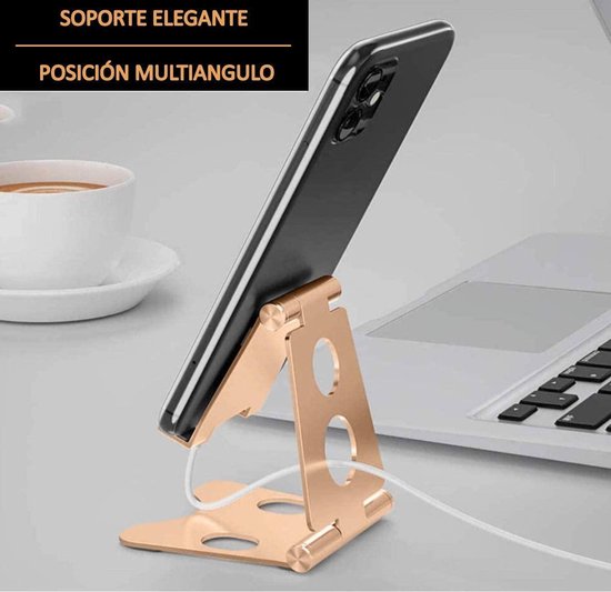 Bureau houder Tablet & Telefoon Vouwbaar Standaard - Tafel Telefoon Steun Universeel - Goud