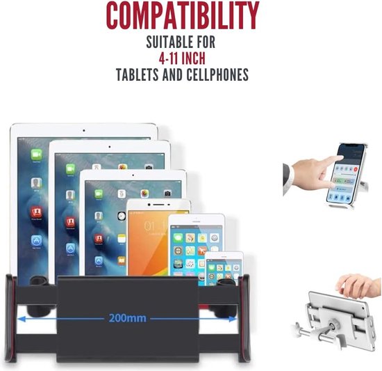 Tablethouder auto – Hoofdsteunhouder voor kinderen – Geschikt voor iPad/iPhone/Samsung Galaxy Tab – Verstelbaar – Rood