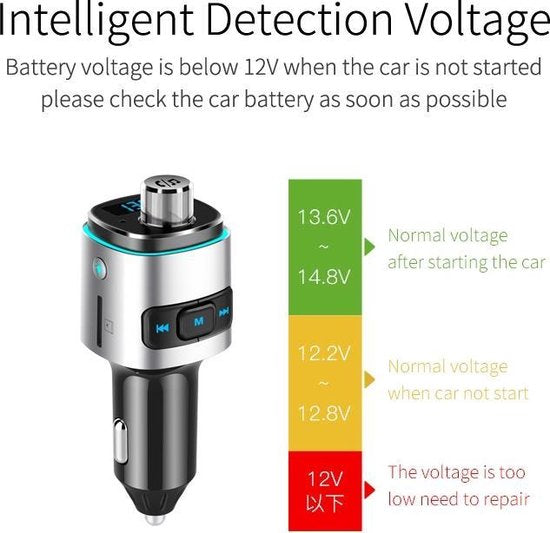 Bluetooth FM Transmitter Auto – Draadloze Carkit Handsfree – QC3.0 USB Snellader – MP3 Speler SD/USB – Zwart-Ilumina Benelux