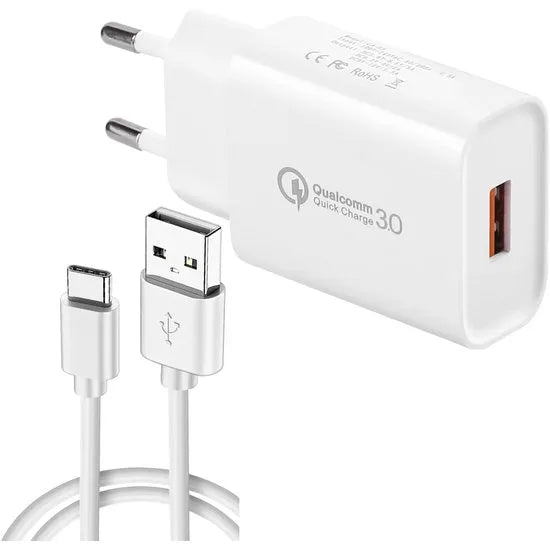 USB Oplader – Quick Charge 3.0 – 18W Snellader met USB-A naar USB-C Kabel – 1 Meter-Ilumina Benelux