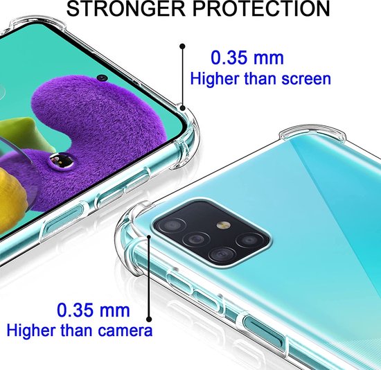 Hoesje met koord - ketting - Draagriem voor Schouder / Nek - touw - Hanger - Schouder tas - Geschikt voor: Samsung Galaxy A51- transparant