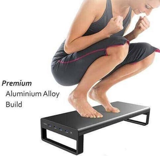 Monitorstandaard – Schermverhoger – Draadloze Oplader – USB 3.0 HUB – Zwart-Monitorstandaard-Ilumina Benelux