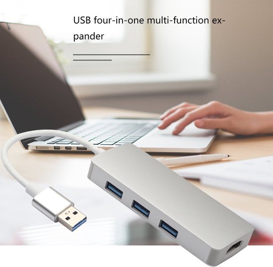 USB 3.0 naar HDMI Adapter – 3x USB-A Hub 4-in-1 – Grafische Extensie – Tot 2048x1152 – Windows & Mac-Ilumina Benelux