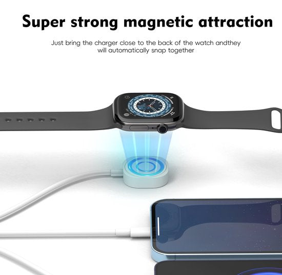 Watch Oplader – 3-in-1 Draadloze Oplaadkabel – Magnetisch 2-in-1 – Geschikt voor iWatch Series 1-7/SE – Wit-USB-Kabels-Ilumina Benelux