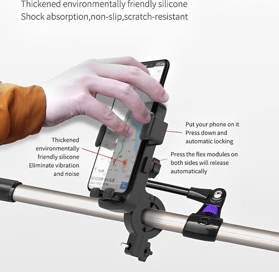 Telefoonhouder fiets – 360° draaibaar – Anti-slip schokbestendig – Universele navigatie clip – Zwart/Groen-Ilumina Benelux