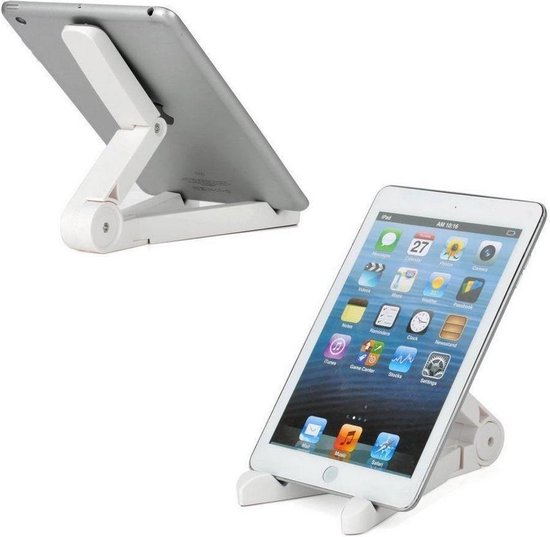 Tablethouder bureau – Verstelbare desktop standaard – Inklapbaar – Geschikt voor iPhone/iPad/Samsung Galaxy Tab – Wit-Bureauhouders-Ilumina Benelux