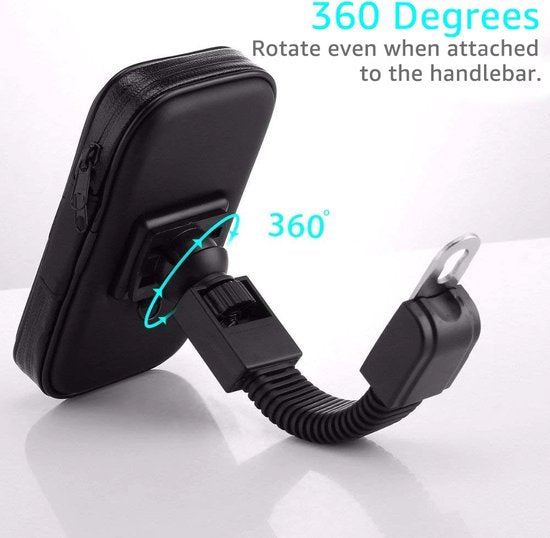 Telefoonhouder motor – Windscherm & spiegelklem – 360° draaibaar – Universeel 3.5-6.7 inch – Zwart-Ilumina Benelux