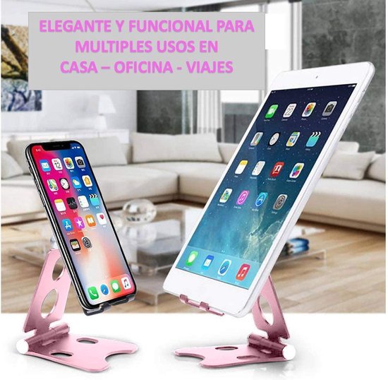 Tablethouder bureau – Vouwbare standaard – Universeel voor tablet & telefoon – Antislip – Roze-Ilumina Benelux