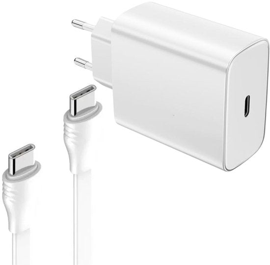 Oplader – USB-C Snellader 45W + USB-C kabel 2m 65W plat – Geschikt voor iPhone 15/16 & Samsung Galaxy S25/S24-Oplader-Ilumina Benelux