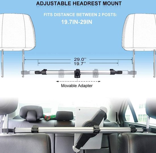 Autohouder Universele tablet hoofdsteun bevestiging Auto houder - Tablethouder Universeel 9.5 "-14.5" tablets