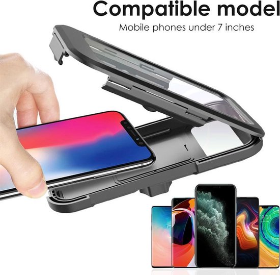 Telefoonhouder fiets – Waterdichte case – Verstelbaar – Universeel voor scooter & motor – Zwart-Ilumina Benelux