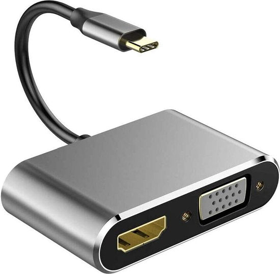 USB-C naar HDMI VGA Adapter – 4-in-1 Multipoort Hub – HDMI 4K VGA 1080P USB 3.0 – 87W PD Snelladen – Zwart-Ilumina Benelux