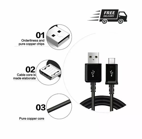 Micro USB Oplaadkabel – USB-A naar Micro USB – 2-Pack 1,5 Meter – Geschikt voor Samsung, Huawei, LG, Sony – Zwart-USB-Kabels-Ilumina Benelux