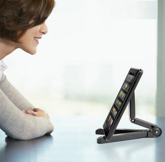 Tablethouder bureau – Verstelbare desktop standaard – Inklapbaar – Geschikt voor iPhone/iPad/Samsung Galaxy Tab – Wit-Bureauhouders-Ilumina Benelux