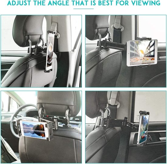 Tablethouder auto – Hoofdsteun montage – Voor telefoon & tablet 5-12.9 inch – Achterbank kinderen – Zwart-Ilumina Benelux
