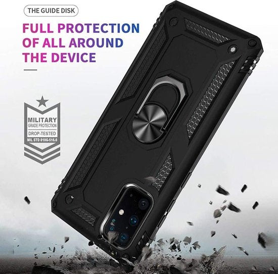Backcover Geschikt voor: Samsung Galaxy A51 hoesje Schokbestendige ring armor met 2X Screenprotector - Roségoud