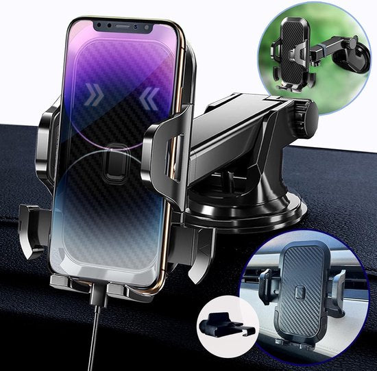 Telefoonhouder auto – Extra sterke zuignap – Dashboard & voorruit – Universeel verstelbaar – Zwart-Ilumina Benelux
