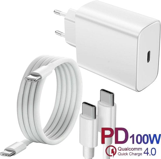 USB-C Oplader – 45W Snellader + 1m USB-C Kabel 100W – Geschikt voor iPad Air/Pro & Samsung Galaxy Tab-Oplader-Ilumina Benelux