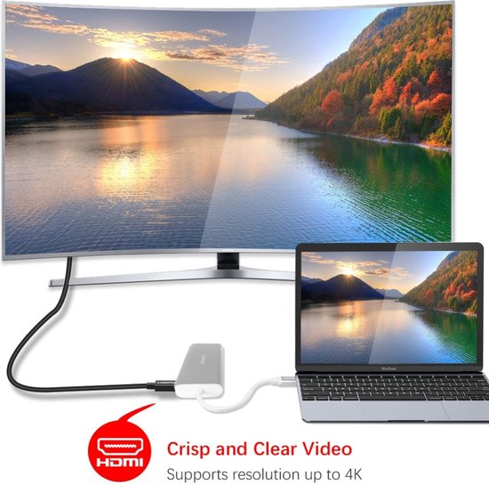 USB-C Hub – 6-in-1 Aluminium Type-C Adapter – 4K HDMI – Gigabit Ethernet – USB 3.0/PD – SD Kaartlezer – Grijs-Ilumina Benelux