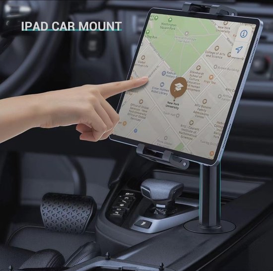 Telefoonhouder auto – Verstelbare bekerhouder – 360° draaibaar – Geschikt voor iPad & iPhone – Zwart-Tablethouder-Ilumina Benelux