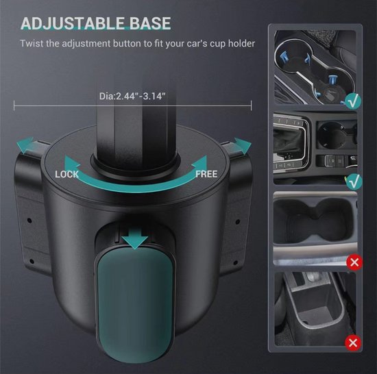 Tablet en Smartphonehouder Auto – Verstelbare Bekerhouder Telefoonhouder – 360° Draaibare iPad Houder – Geschikt voor iPad, Samsung Galaxy, iPhone – Voor Auto & Vrachtwagen