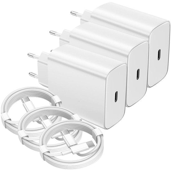 USB-C Oplader – 45W Snellader 3-Pack + USB-C Kabel 2M – Geschikt voor iPhone 15/16 & Samsung Galaxy S25/S24-Oplader-Ilumina Benelux