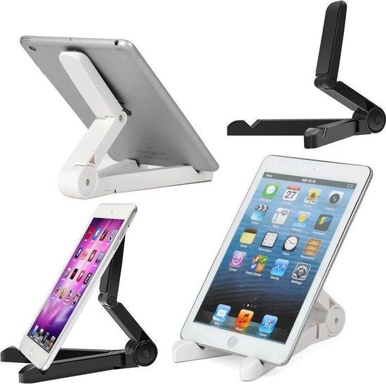 Tablethouder bureau – Verstelbare desktop standaard – Inklapbaar – Geschikt voor iPhone/iPad/Samsung Galaxy Tab – Wit-Bureauhouders-Ilumina Benelux