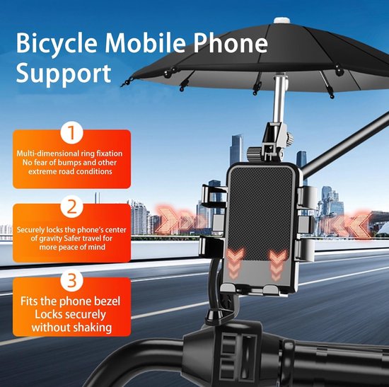 Telefoonhouder fiets – 360° draaibaar – Geschikt voor scooter en motor – Universele smartphonehouder – Zwart-Ilumina Benelux