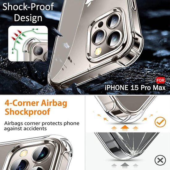 iPhone 15 Pro Max Hoesjes – Ultra-Hybrid Backcover – Schokbestendig – Crystal Clear – Transparant-Ilumina Benelux