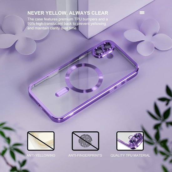 iPhone 16 Hoesjes – MagSafe Compatible Backcover – Ingebouwde Camerabescherming – Paars-Ilumina Benelux