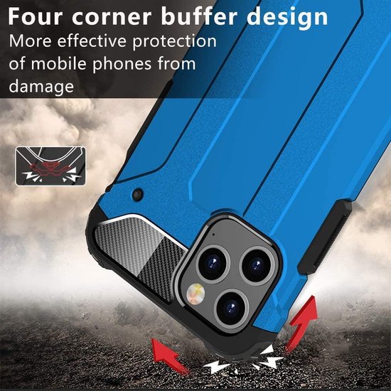 iPhone 12 mini Hoesjes – Armor Hybrid Backcover – Schokbestendig – Blauw-Ilumina Benelux