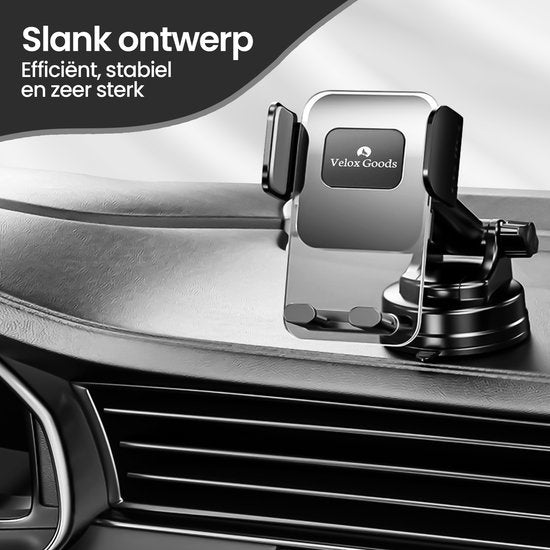 Telefoonhouder auto – Sterke zuignap – 360° draaibaar – Voor dashboard/voorruit/bureau – Zwart-Ilumina Benelux