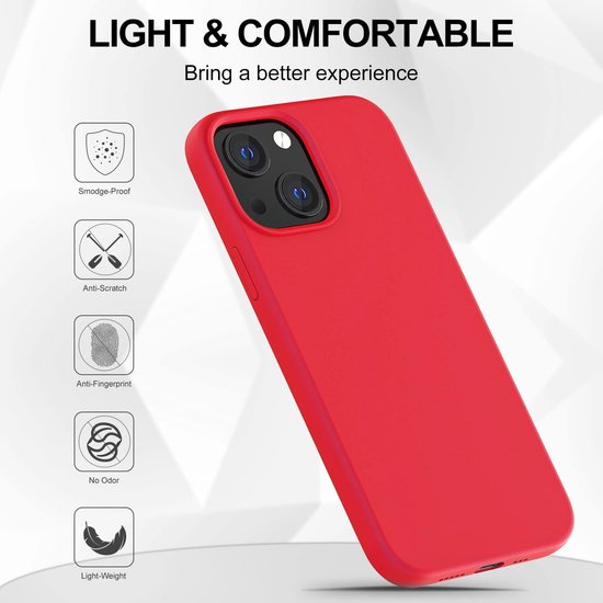 iPhone 13 Hoesjes – Liquid Siliconen Backcover – Inclusief Screenprotector – Schokbestendig – Rood-Ilumina Benelux