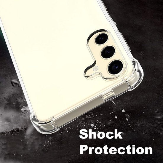 Anti -Shock Silicone hoesje Transparant met Screenprotector Glas 2x en Camera lens protector 2x Geschikt voor: Samsung Galaxy S24 FE / Galaxy S25 FE