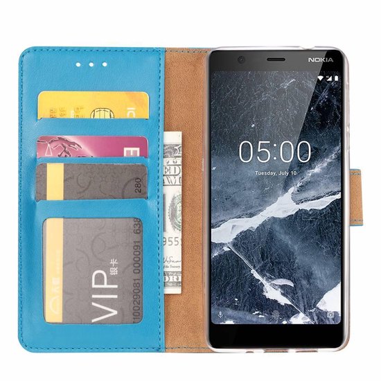 Nokia 5.1 Hoesjes – Portemonnee Hoes – Magneetsluiting – Inclusief 2x Screenprotector – Turquoise-Ilumina Benelux