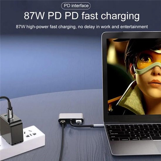 USB-C Docking Station – 4-in-1 Hub – 2x HDMI 4K 60Hz Dual Monitor – USB 3.0 – Zwart-Ilumina Benelux