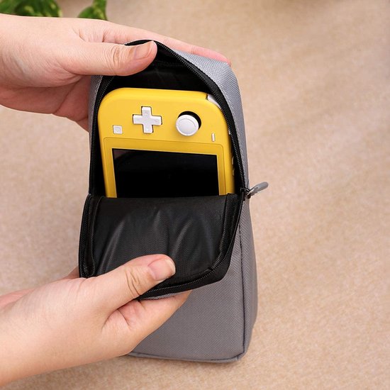 Opbergkoffer – Geschikt voor Nintendo Switch Lite – Ritsbescherming – Nylon Softcase – Grijs-Ilumina Benelux
