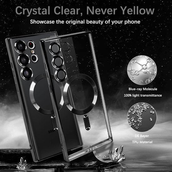 Samsung Galaxy S23 Ultra Hoesjes – Magnetische MagSafe Backcover – TPU – Camerabescherming – Zwart-Ilumina Benelux
