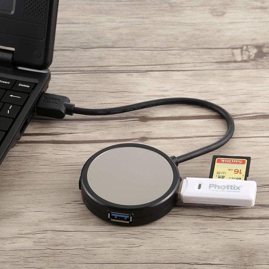 USB Hub 4 Poorten – USB 2.0 Adapter Splitter – Compacte USB Verdeler – Plug & Play – Zwart-Ilumina Benelux