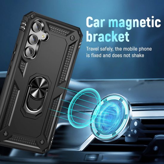 Samsung Galaxy A54 Hoesjes – Anti-Shock Hybride Ring Armor Backcover – Schokbestendig – Zwart-Ilumina Benelux