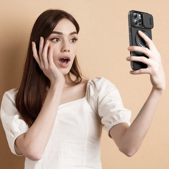 iPhone 11 Pro Max Hoesjes – Backcover – Magnetische Ringhouder – Sliding Lens Camshield – Zwart-Ilumina Benelux